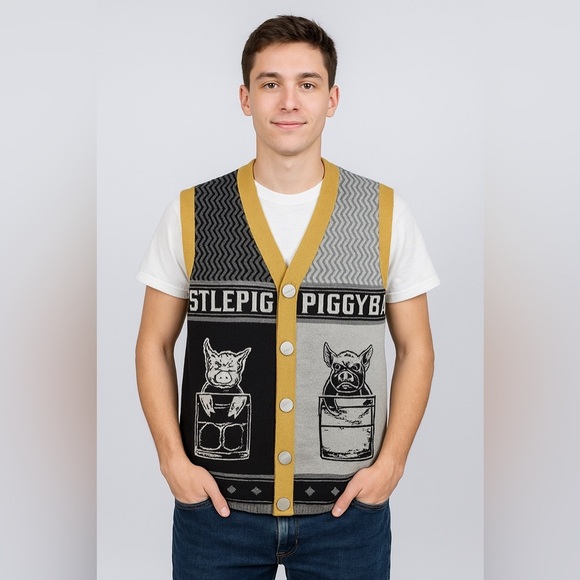 Whistlepig Ugly Pigmas Sweater Vest Rye Whiskey in XL Pig Graphic Rare - Picture 1 of 16